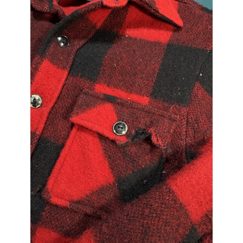 Vintage 70s Abercrombie & Fitch Chippewa Wool Shirt Jacket Buffalo Plaid Men's M - Picture 5 of 16